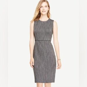 Ann Taylor Brown and Cream Lightweight Tweed Sheath Dress, Size 10